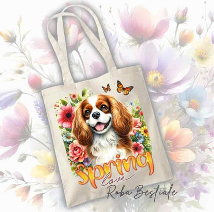 Tote Bag CAVALIER KING CHARLES SPANIEL Blenheim - Collection Spring Love