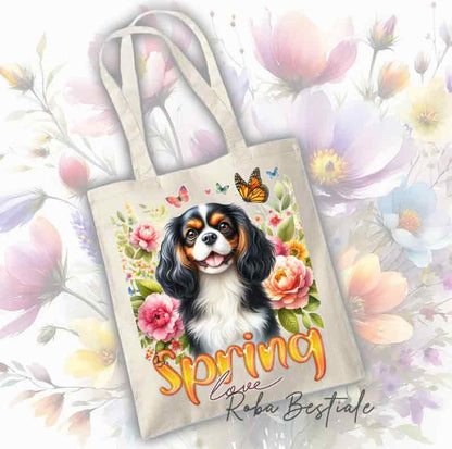 Tote Bag CAVALIER KING CHARLES SPANIEL Black Tricolor - Collezione Spring Love