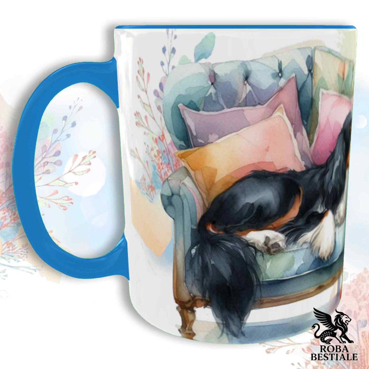 Tazza SOFT LIFE - CAVALIER KING CHARLES SPANIEL Black Tricolor - In Ceramica, colore a scelta - 330 ml