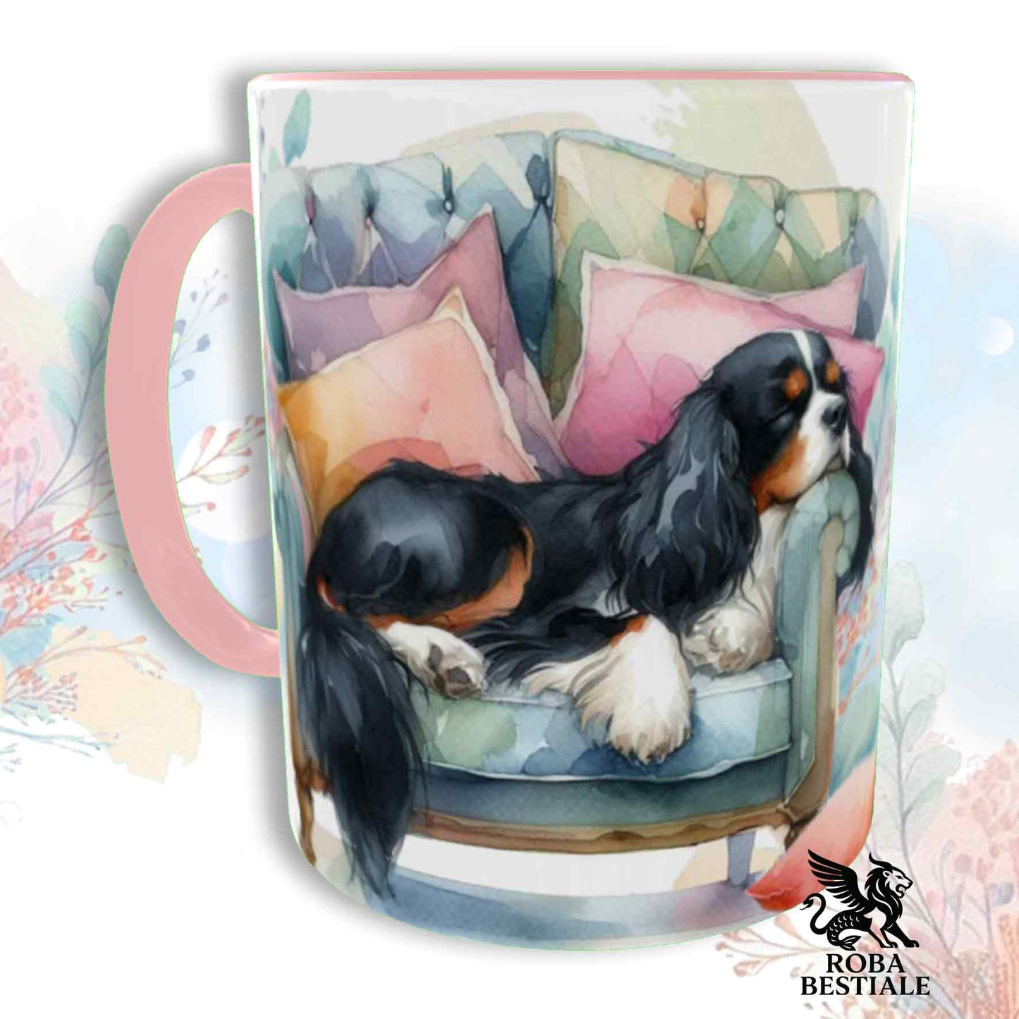 Tazza SOFT LIFE - CAVALIER KING CHARLES SPANIEL Black Tricolor - In Ceramica, colore a scelta - 330 ml