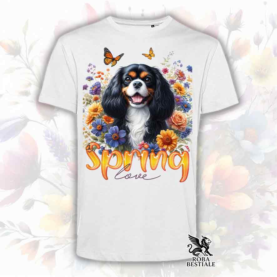 SPRING LOVE T-Shirt - CAVALIER KING CHARLES SPANIEL Black Tricolor