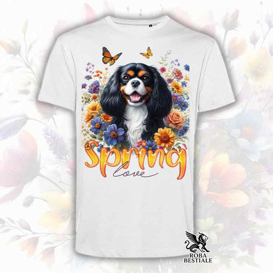 SPRING LOVE T-Shirt - CAVALIER KING CHARLES SPANIEL Black Tricolor