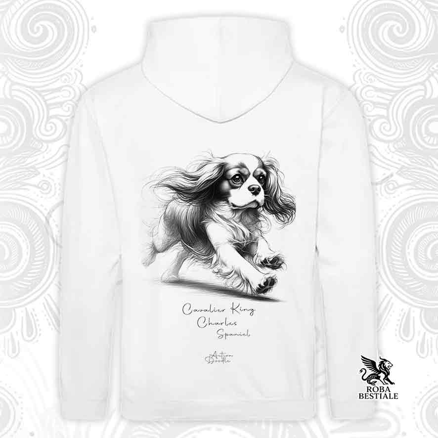 Felpa ACTION DOODLE - CAVALIER KING CHARLES SPANIEL Blenheim - Con Cappuccio e Tasconi, diversi colori, Unisex - dalla XS alla 3XL