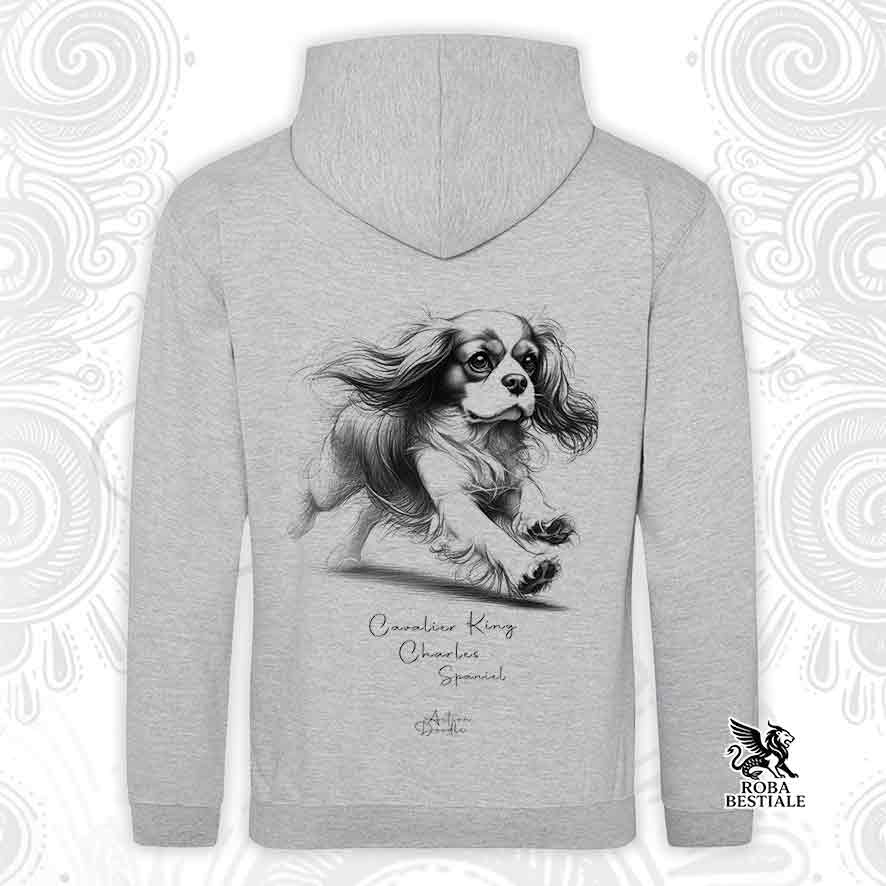 Felpa ACTION DOODLE - CAVALIER KING CHARLES SPANIEL Blenheim - Con Cappuccio e Tasconi, diversi colori, Unisex - dalla XS alla 3XL