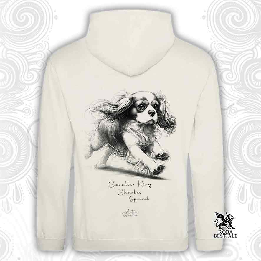 Felpa ACTION DOODLE - CAVALIER KING CHARLES SPANIEL Blenheim - Con Cappuccio e Tasconi, diversi colori, Unisex - dalla XS alla 3XL