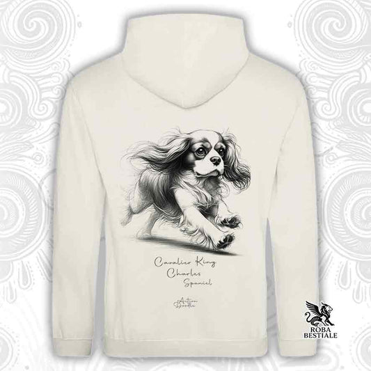 Felpa ACTION DOODLE - CAVALIER KING CHARLES SPANIEL Blenheim - Con Cappuccio e Tasconi, diversi colori, Unisex - dalla XS alla 3XL