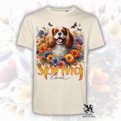 T-Shirt SPRING LOVE - CAVALIER KING CHARLES SPANIEL Blenheim - Bianca o Beige, da Uomo o da Donna - dalla XS alla 5XL