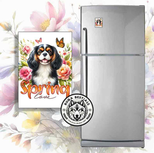 SPRING LOVE Magnet - CAVALIER KING CHARLES SPANIEL Black Tricolor