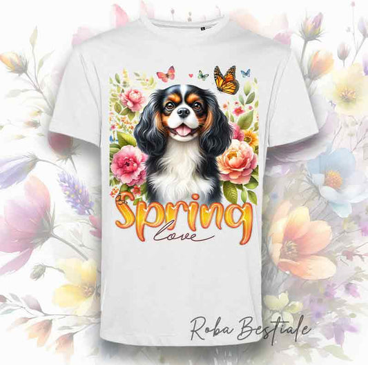 SPRING LOVE T-Shirt - CAVALIER KING CHARLES SPANIEL Black Tricolor