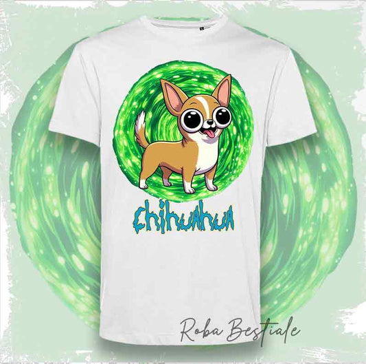 RICK &amp; MORTY T-Shirt - Short Haired CHIHUAHUA White Orange