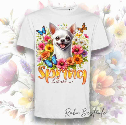 SPRING LOVE T-Shirt - White Short Haired CHIHUAHUA