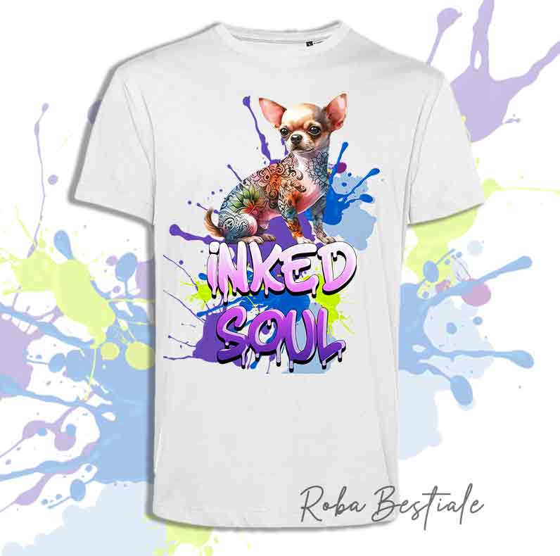 T-Shirt INKED SOUL - CHIHUAHUA a Pelo Corto Crema
