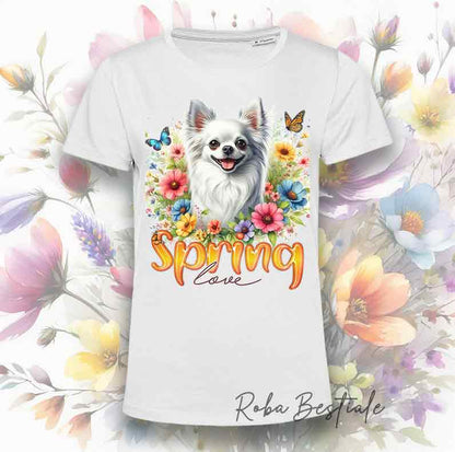 SPRING LOVE T-Shirt - Long Haired CHIHUAHUA White