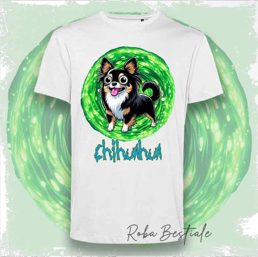 RICK &amp; MORTY - CHIHUAHUA Long Hair Black Tricolor T-Shirt