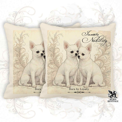 Cuscino NOBILITY - CHIHUAHUA a Pelo Corto Bianco - 100% Tela di Cotone - 40x40 cm