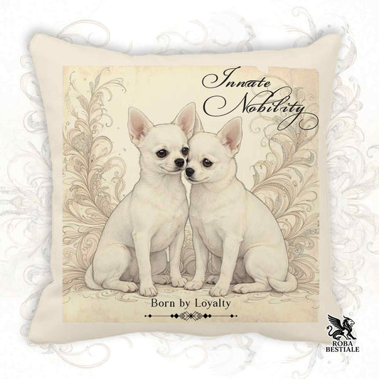 Cuscino NOBILITY - CHIHUAHUA a Pelo Corto Bianco - 100% Tela di Cotone - 40x40 cm