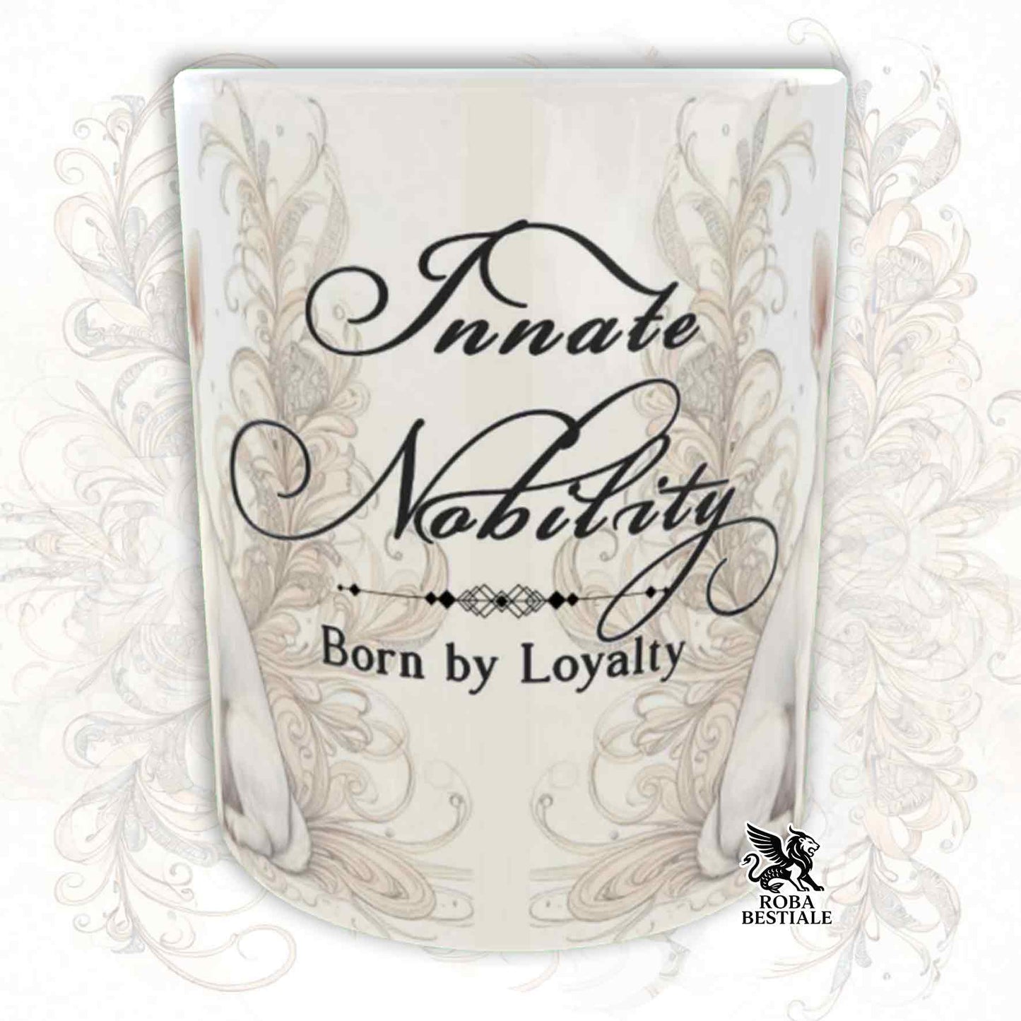 NOBILITY Mug - White Smooth-Haired CHIHUAHUA - GOLD Handle - 330 ml - Ceramic