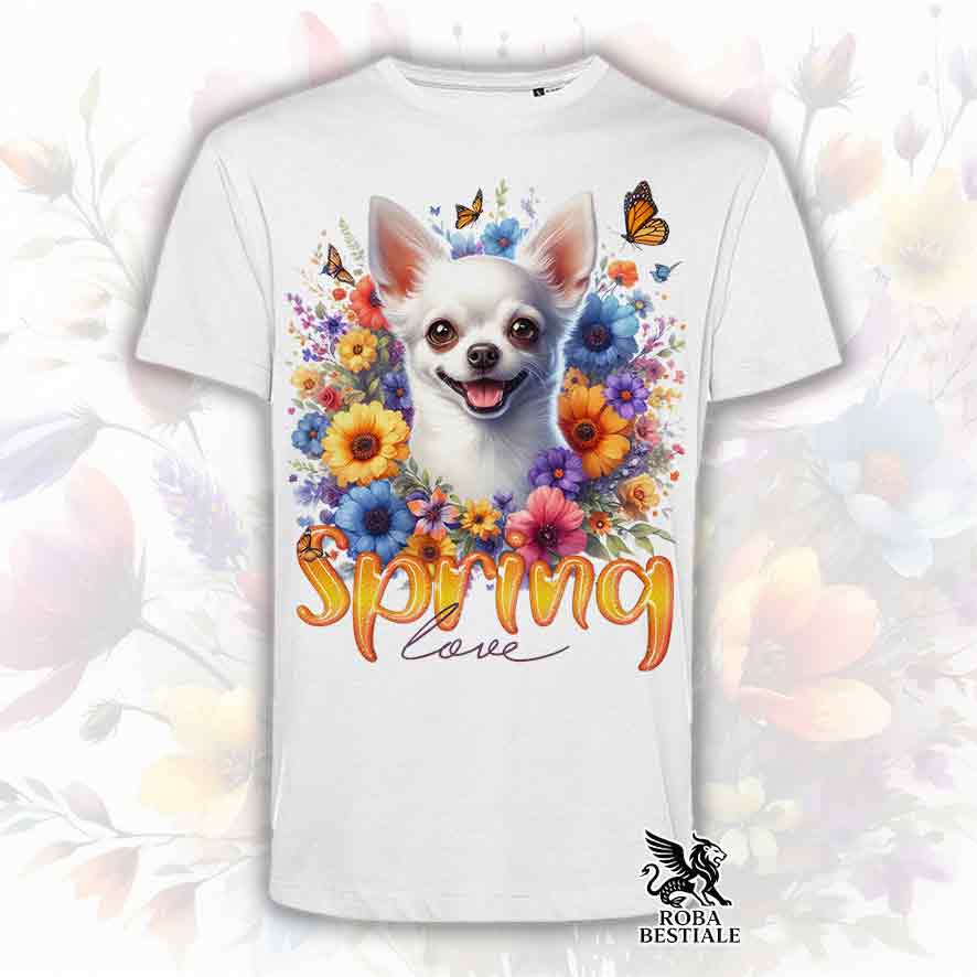 SPRING LOVE T-Shirt - White Short Haired CHIHUAHUA