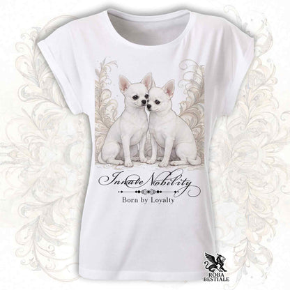 T-Shirt NOBILITY - CHIHUAHUA a Pelo Corto Bianco - Fashion Cut - Bianca, da Donna - dalla XS alla 5XL