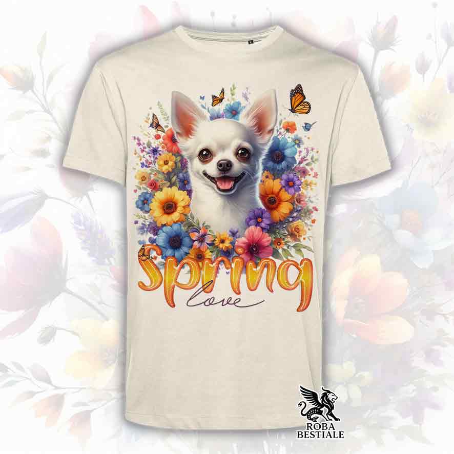 SPRING LOVE T-Shirt - White Short Haired CHIHUAHUA
