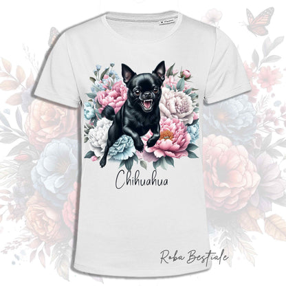 T-Shirt PEONY - CHIHUAHUA a Pelo Corto Nero - Bianca o Beige, Uomo o Donna, dalla XS alla 5XL