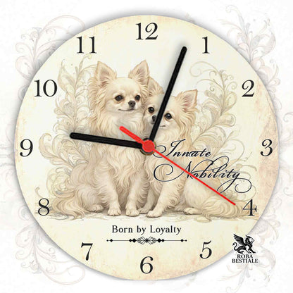 Orologio da Muro NOBILITY - CHIHUAHUA a Pelo Lungo Crema - in MDF - diametro 20 o 30 cm