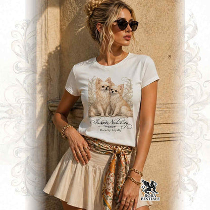 T-Shirt NOBILITY - CHIHUAHUA a Pelo Lungo Crema - Bianca o Beige, da Uomo o da Donna - dalla XS alla 5XL