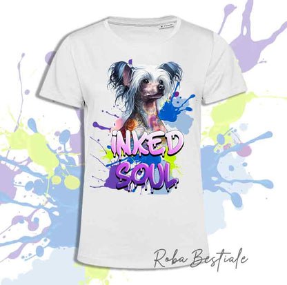 T-Shirt INKED SOUL - CHIEN CHINOIS À CRÊTE Nu Gris