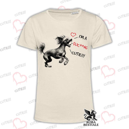 CUTIE T-Shirt - CHINESE CRESTED DOG Hairless - White or Beige, for Men or Women - from XS to 5XL