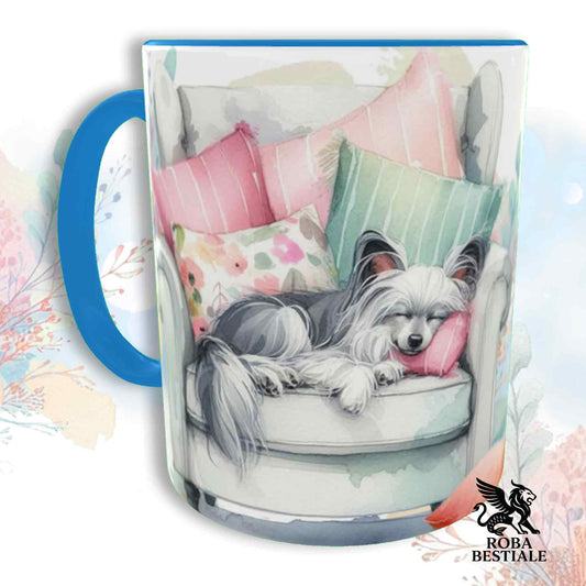 Tazza SOFT LIFE - CHINESE CRESTED DOG Powder Puff Grigio - In Ceramica, colore a scelta - 330 ml