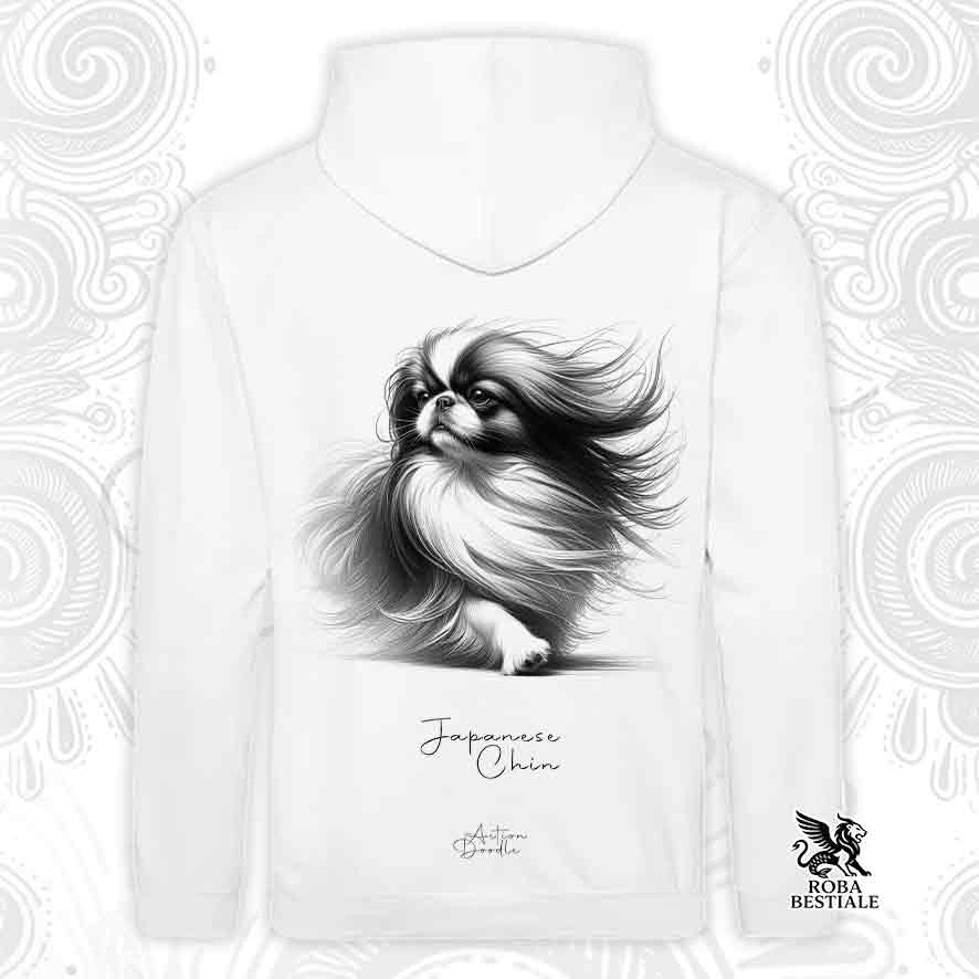 Felpa ACTION DOODLE - CHIN GIAPPONESE - Con Cappuccio e Tasconi, diversi colori, Unisex - dalla XS alla 3XL