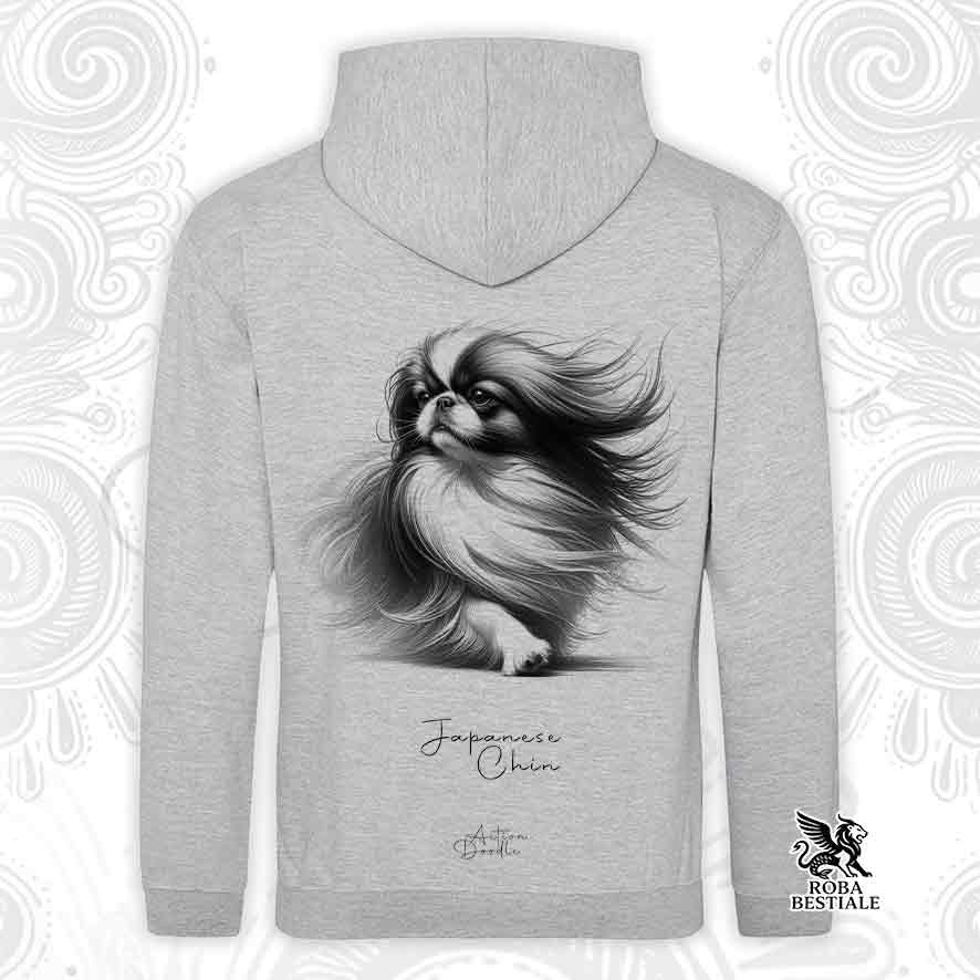 Felpa ACTION DOODLE - CHIN GIAPPONESE - Con Cappuccio e Tasconi, diversi colori, Unisex - dalla XS alla 3XL