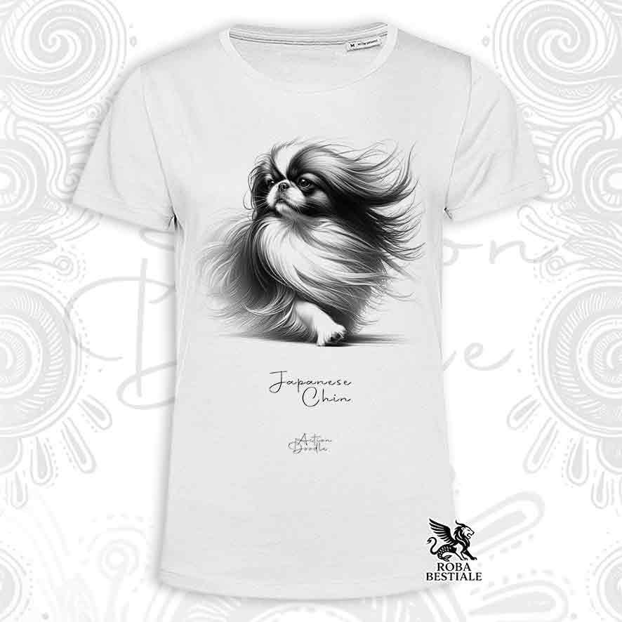T-Shirt ACTION DOODLE - CHIN GIAPPONESE - Bianca o Beige, da Uomo o da Donna - dalla XS alla 5XL