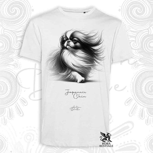 T-Shirt ACTION DOODLE - CHIN GIAPPONESE - Bianca o Beige, da Uomo o da Donna - dalla XS alla 5XL