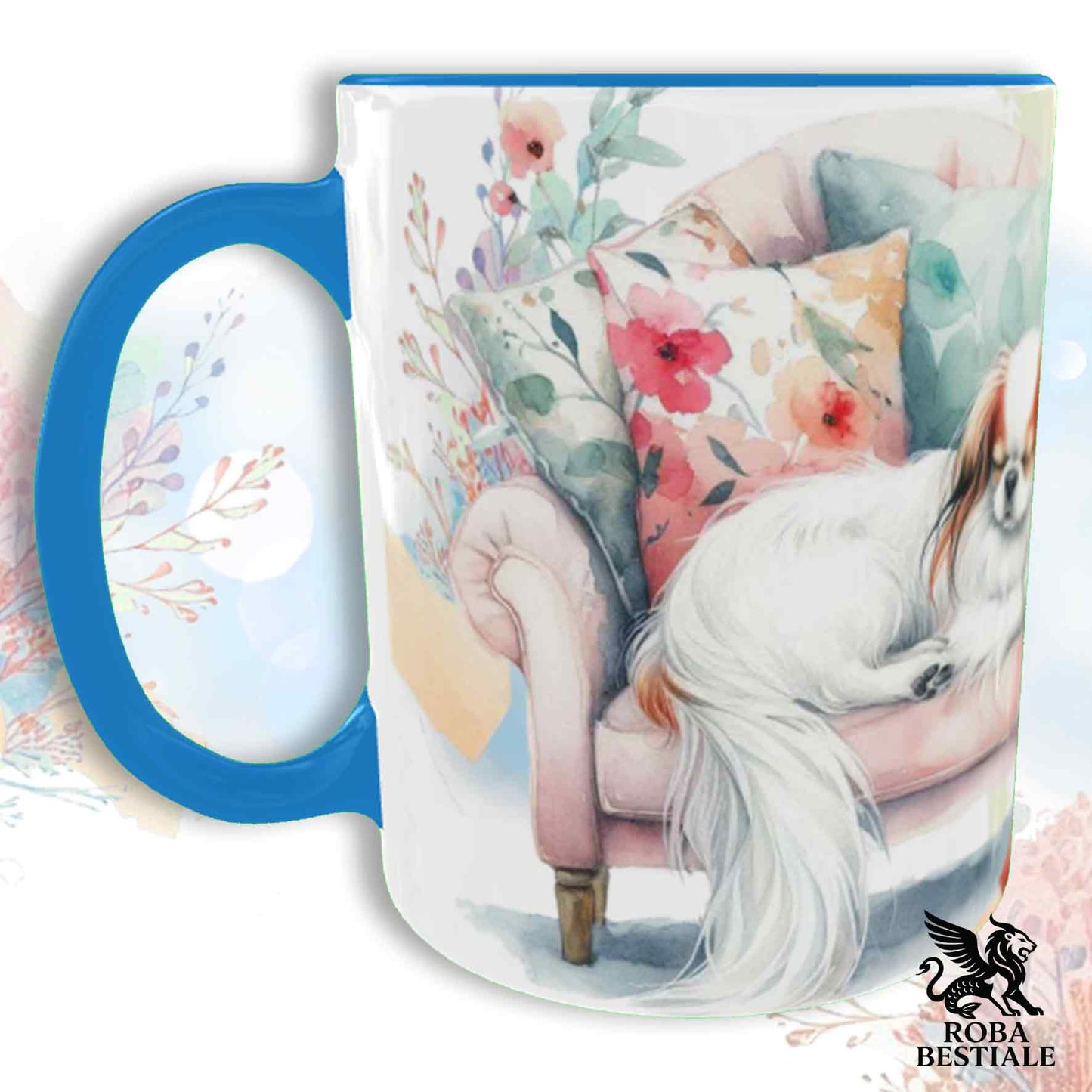 SOFT LIFE Mug - JAPANESE CHIN White and Red - Ceramic, color of your choice - 330 ml