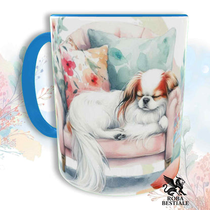 SOFT LIFE Mug - JAPANESE CHIN White and Red - Ceramic, color of your choice - 330 ml