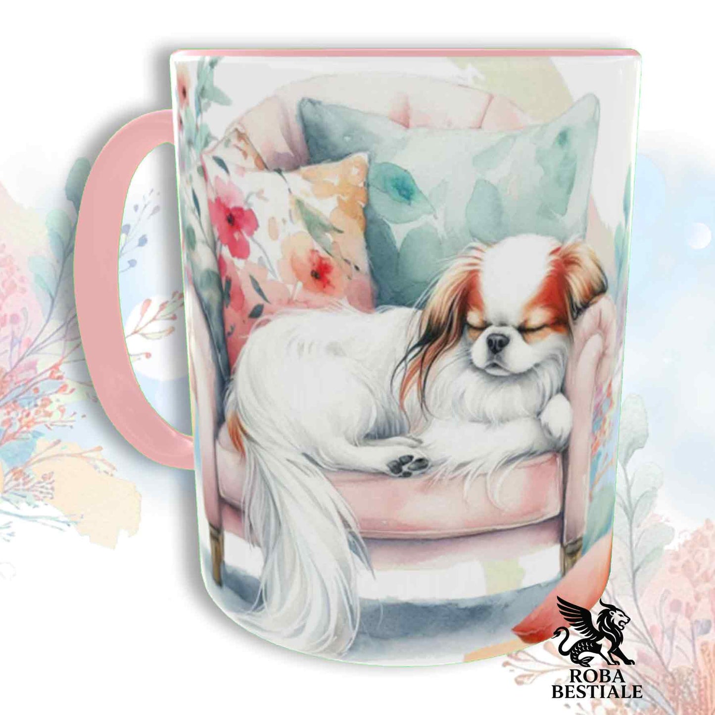 SOFT LIFE Mug - JAPANESE CHIN White and Red - Ceramic, color of your choice - 330 ml
