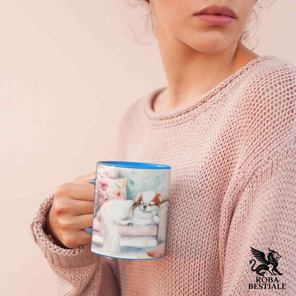 SOFT LIFE Mug - JAPANESE CHIN White and Red - Ceramic, color of your choice - 330 ml