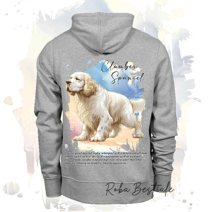 Felpa Invernale BEHAVIOR - CLUMBER SPANIEL - Standard FCI - Con Cappuccio, Unisex - Grigia - dalla XS alla 3XL