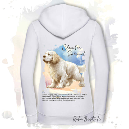 Felpa BEHAVIOR - CLUMBER SPANIEL - Con Cerniera - Uomo o Donna - Grigia o Bianca - dalla XS alla 3XL