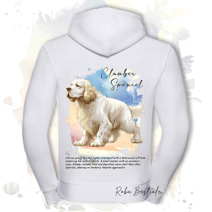 Felpa BEHAVIOR - CLUMBER SPANIEL - Con Cerniera - Uomo o Donna - Grigia o Bianca - dalla XS alla 3XL