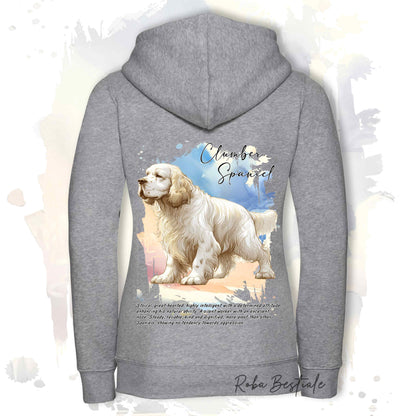 Felpa BEHAVIOR - CLUMBER SPANIEL - Con Cerniera - Uomo o Donna - Grigia o Bianca - dalla XS alla 3XL