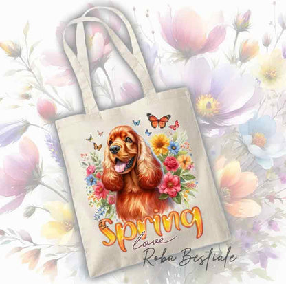 Tote Bag COCKER SPANIEL INGLESE Rosso - Collezione Spring Love