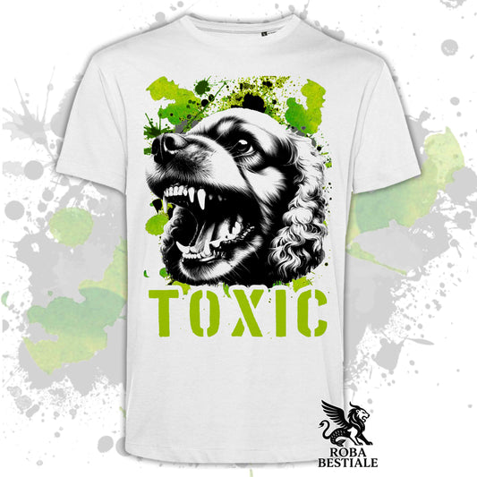 T-Shirt TOXIC - COCKER SPANIEL INGLESE - Uomo o Donna - Bianca, Beige o Nera, dalla XS alla 5XL