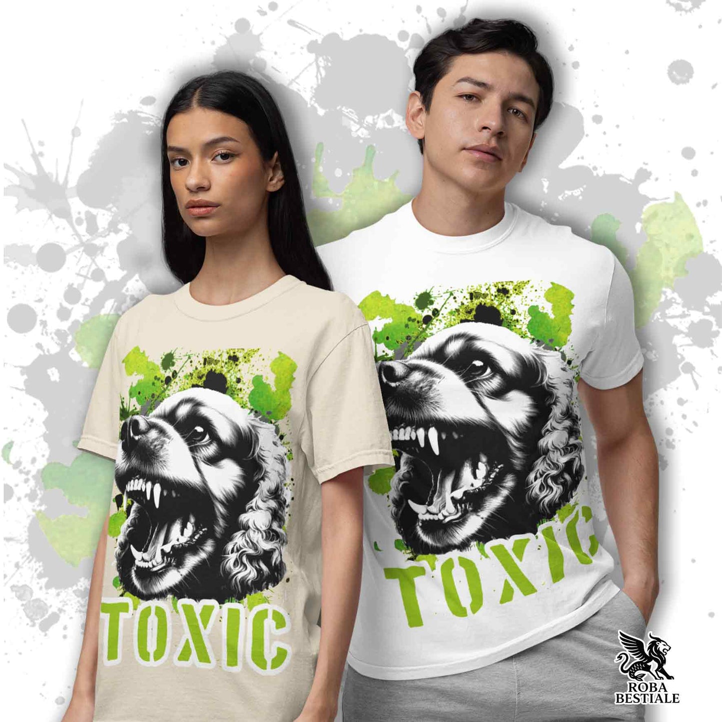 TOXIC T-Shirt - ENGLISH COCKER SPANIEL - White or Beige, Men's or Women's - from XS to 5XL