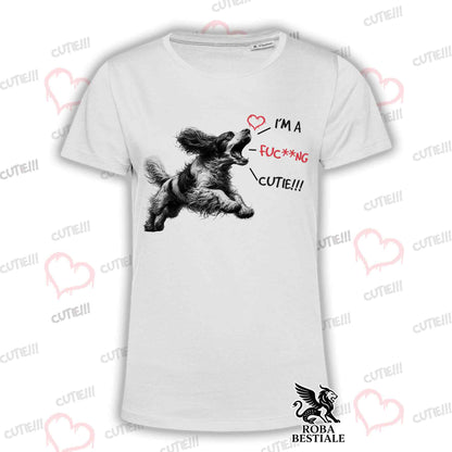 T-Shirt CUTIE - COCKER SPANIEL INGLESE - Bianca o Beige, da Uomo o da Donna - dalla XS alla 5XL