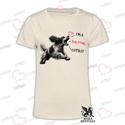 T-Shirt CUTIE - COCKER SPANIEL INGLESE - Bianca o Beige, da Uomo o da Donna - dalla XS alla 5XL