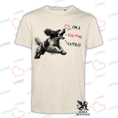 T-Shirt CUTIE - COCKER SPANIEL INGLESE - Bianca o Beige, da Uomo o da Donna - dalla XS alla 5XL
