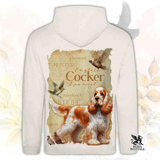 Felpa FIELD LEGACY - COCKER SPANIEL INGLESE Arancio Roano - Con Cappuccio e Tasconi, Unisex - dalla XS alla 3XL