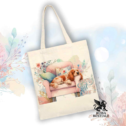Tote Bag SOFT LIFE - COCKER SPANIEL INGLESE Arancio Roano - 100% Cotone - Bianca o Beige